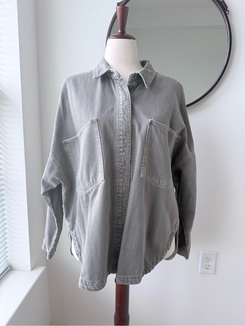 Zara Light Gray Denim Shirt/Overshirt or Shacket NWOT - Picture 1 of 7